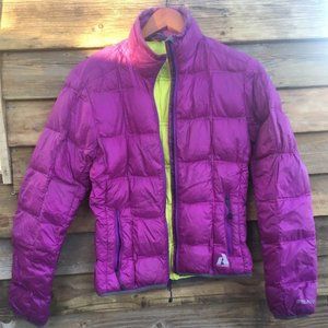 eddie bauer purple and green down jacket size xs s